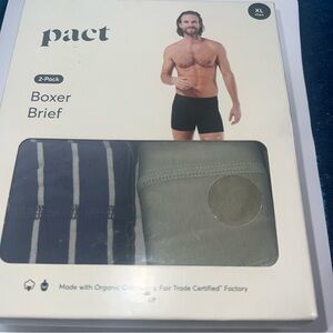 Pact Men’s Boxer Brief 2-Pack - Olive & Navy Stripe size XL